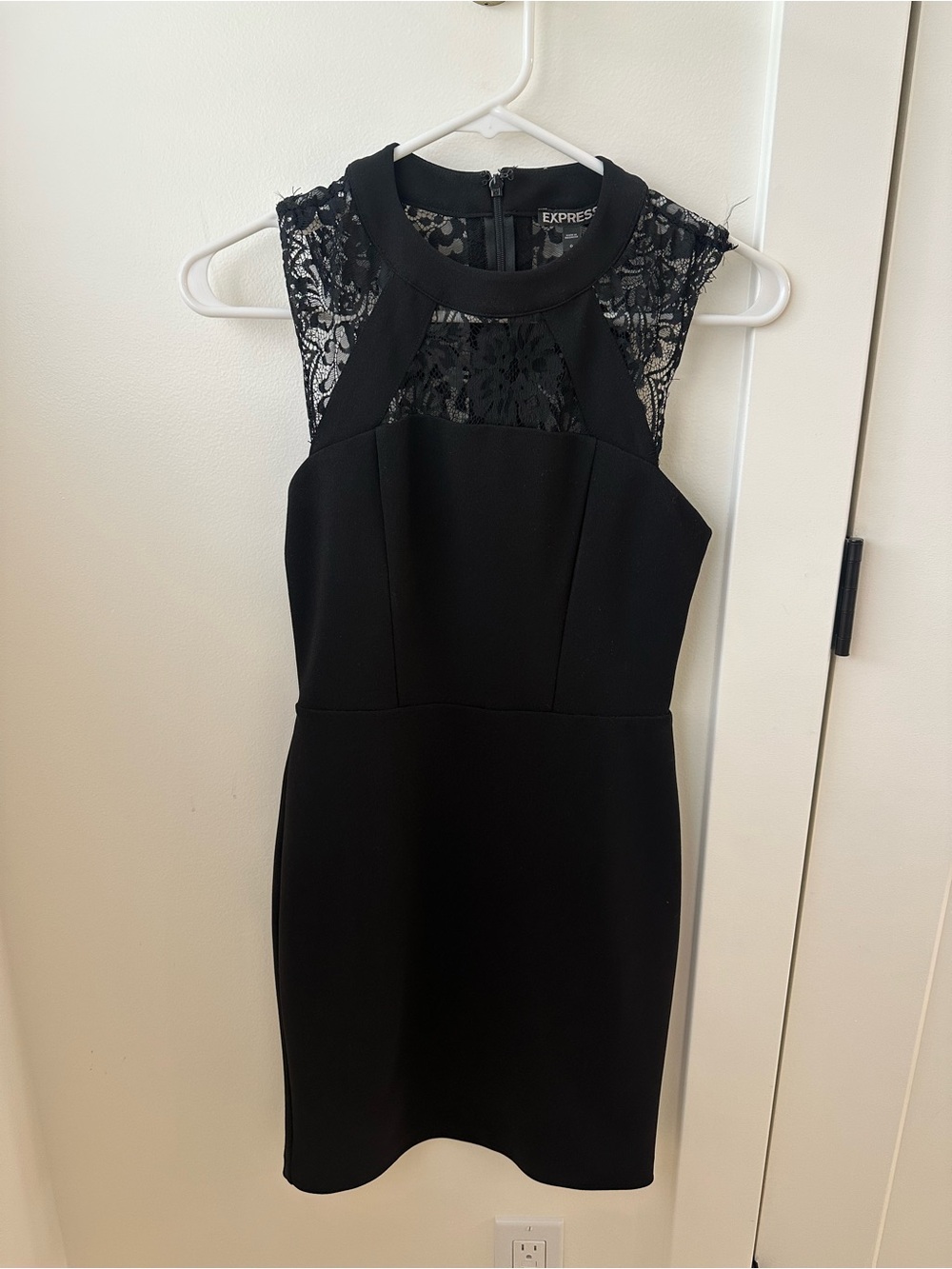 Express Black Lace-Panel Mini Dress